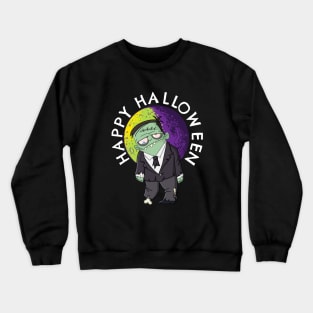 Cool Retro Halloween Zombie in Full Moon Crewneck Sweatshirt